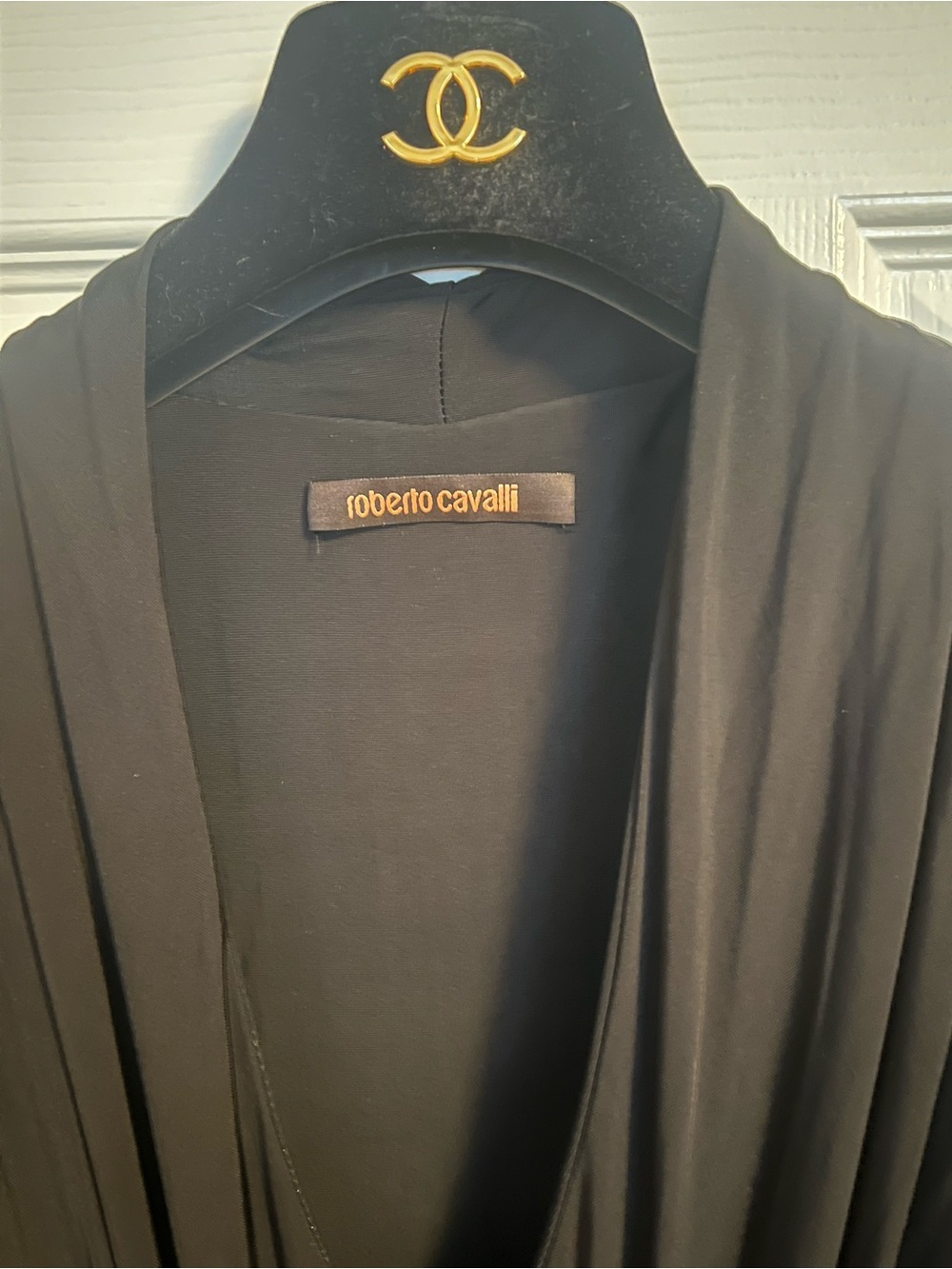 Vintage Y2K Roberto Cavalli Black Maxi Dress with Gold Serpent Detail - Picture 4 of 8